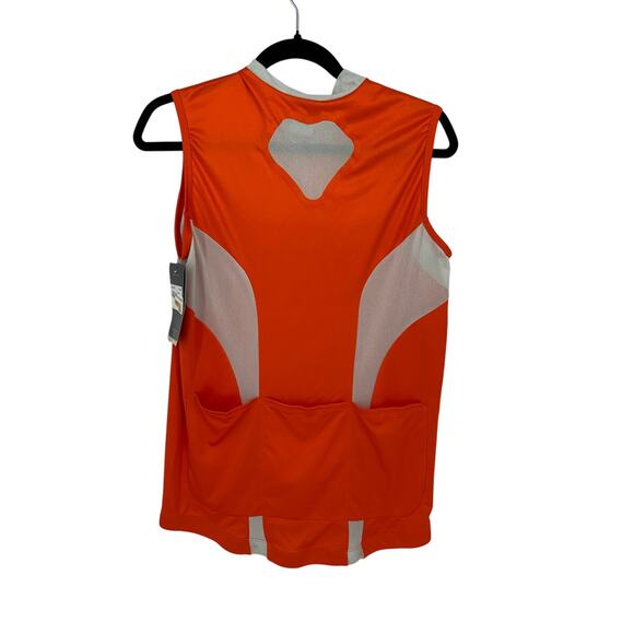 Nike Cycling Full Zip Jersey Womens Sz Large Bright Orange Gray Mesh - Picture 7 of 7